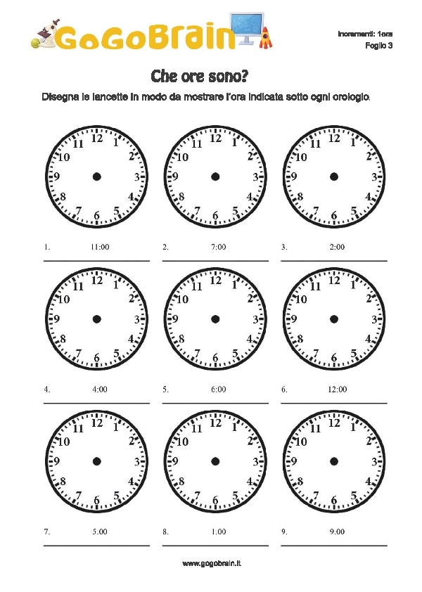 Disegna Le Lancette All Ora Giusta 1h 3 GoGoBrain