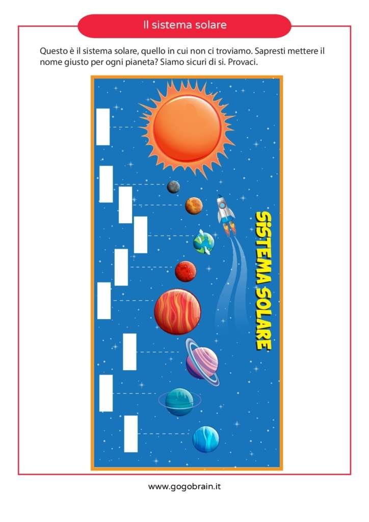 Sistema solare riempi le caselle