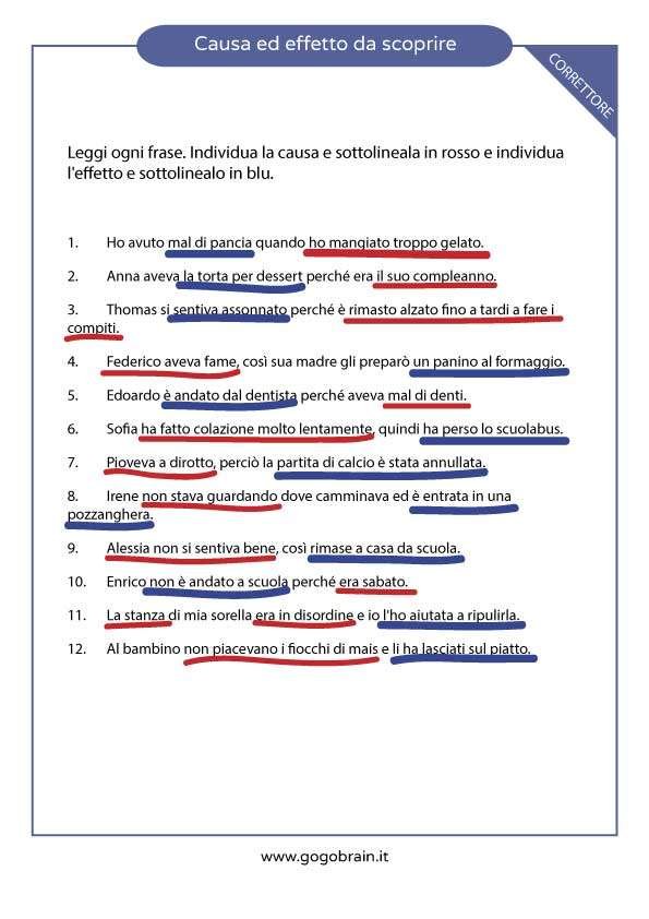 Esercizio su causa ed effetto