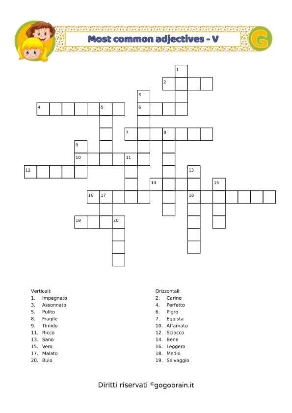 Cruciverba aggettivi inglese