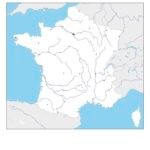 cartina muta della Francia con fiumi e città
