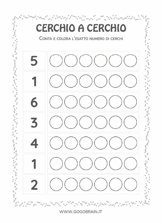 Scheda per la comprensione dei numeri