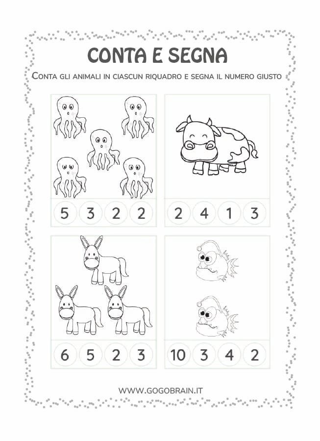 Esercizio conteggio bambini prescolare