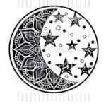 mandala con luna nuova e stelle