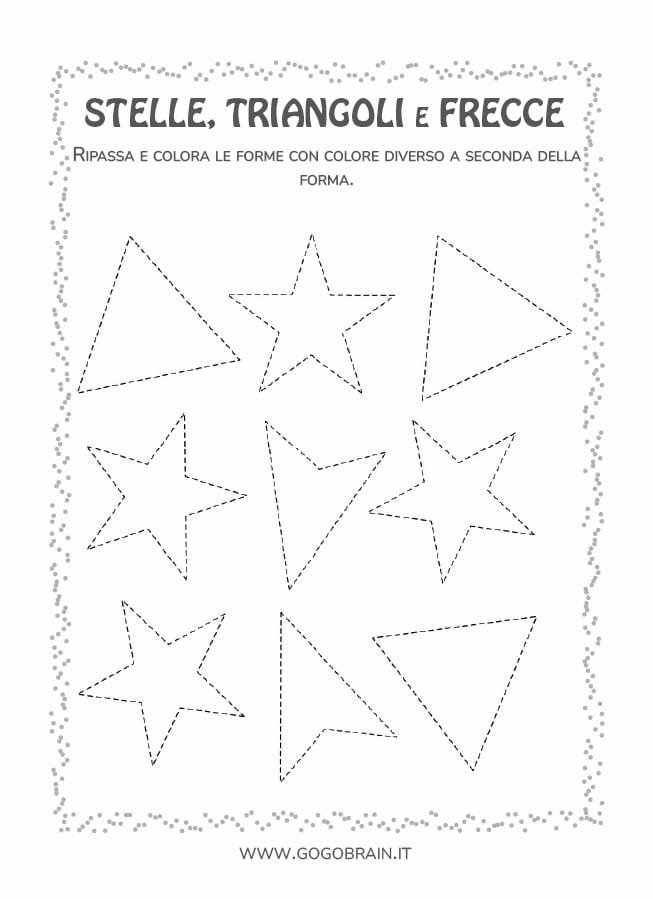 Scheda scuola dell'infanzia disegno forme con tratteggio