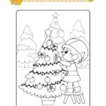 Colora l'Elfo che aiuta Babbo Natale ad addobbare l'albero
