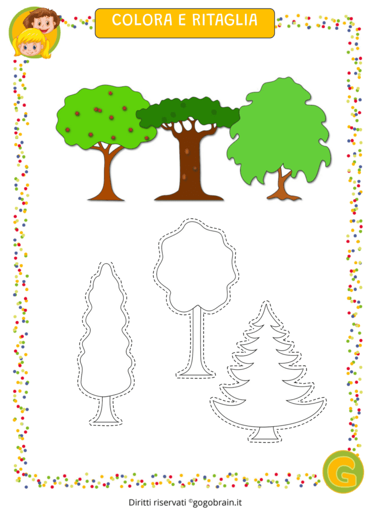 Colora e ritaglia attività manuale per bambini
