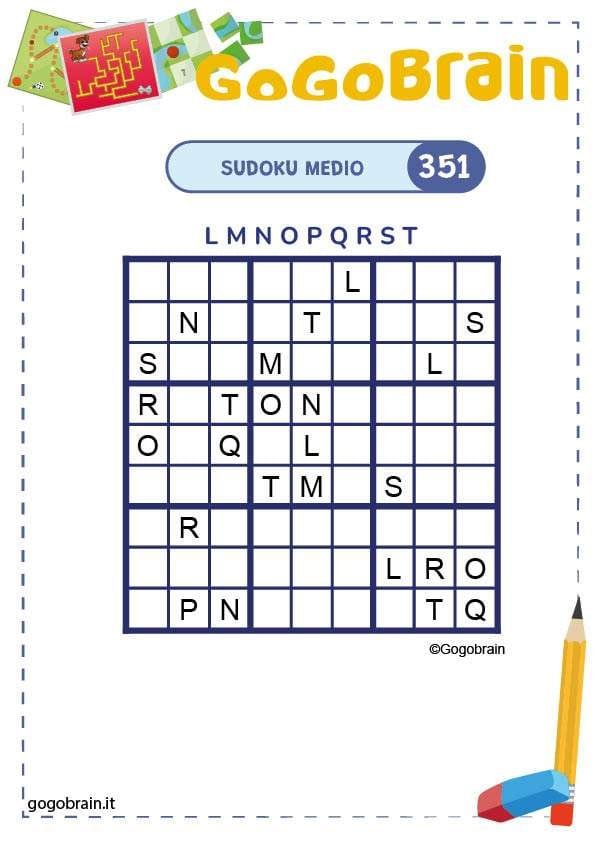 Sudoku letterale difficoltà media 351