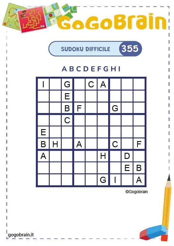 Sudoku con lettere livello difficile 355