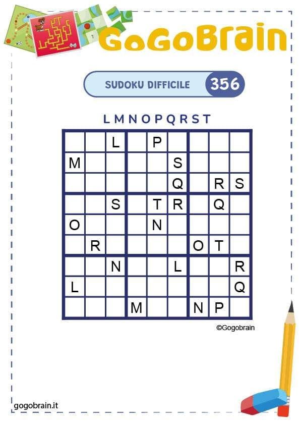 Sudoku con lettere livello difficile 356