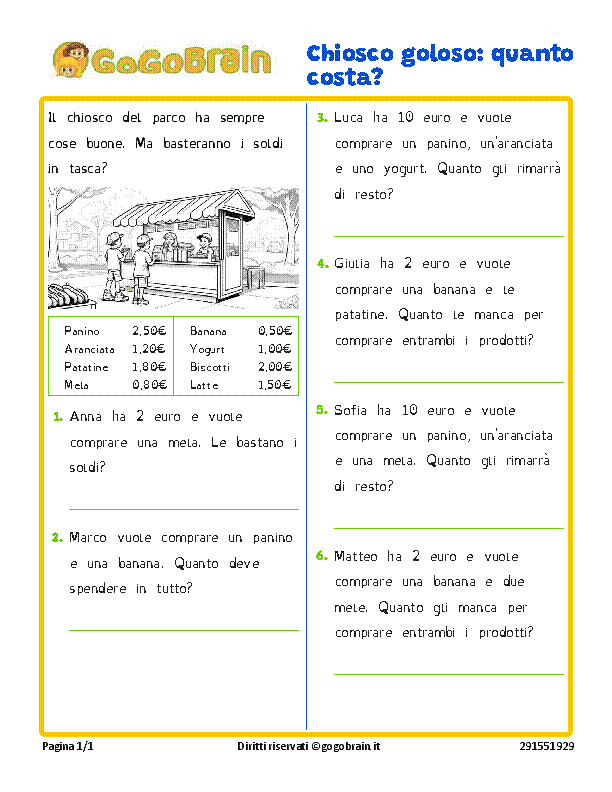 Problemini di matematica per la scuola primaria