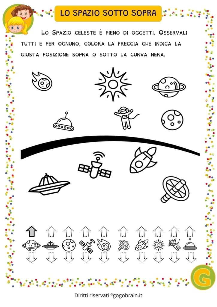 Esercizio per l'orientamento nello spazio: sopra e sotto