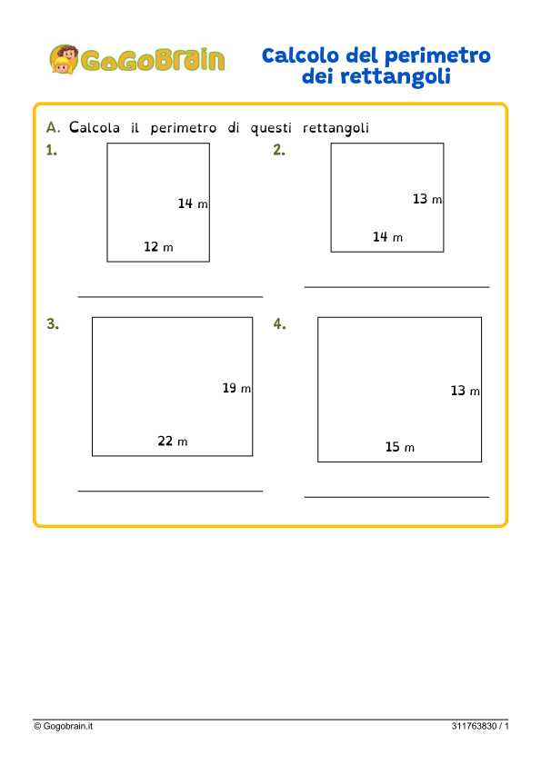 Calcola il perimetro dei rettangoli