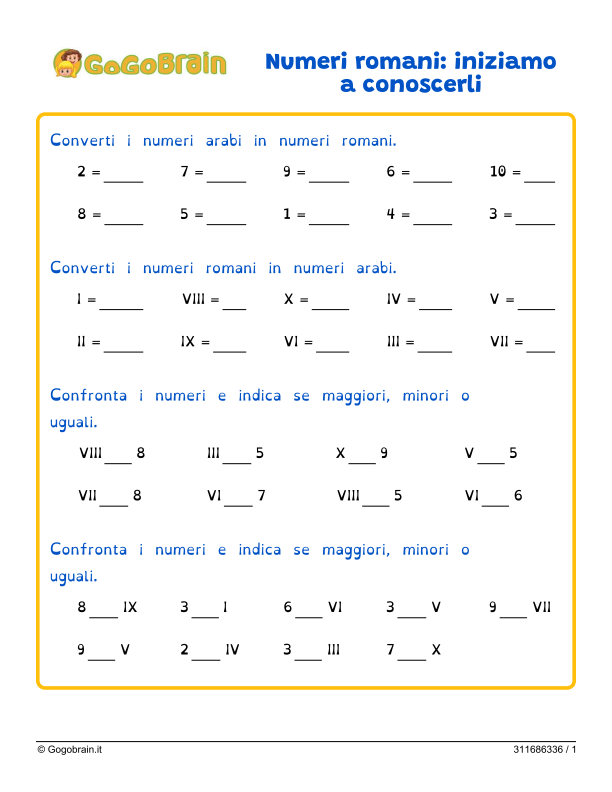 Prima conoscenza con i numeri romani