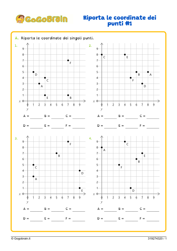 Riporta le coordinate Quadrante Unico1-1