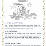 Disegno da colorare di Ulisse che naviga sulla sua nave greca tra le onde.