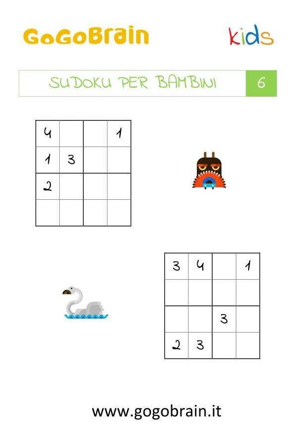 Sudoku per bambini - Scheda 6