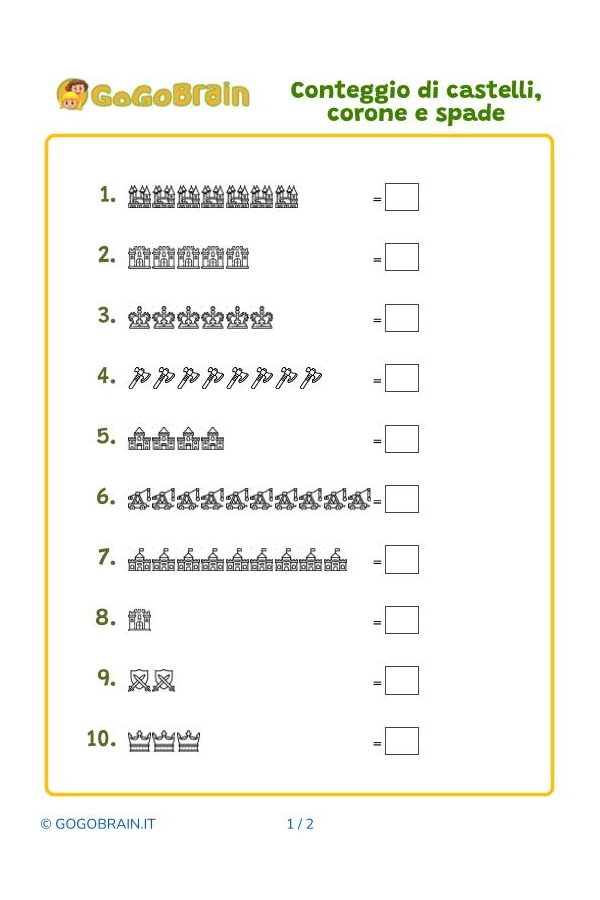 Conta gli oggetti alla corte del re