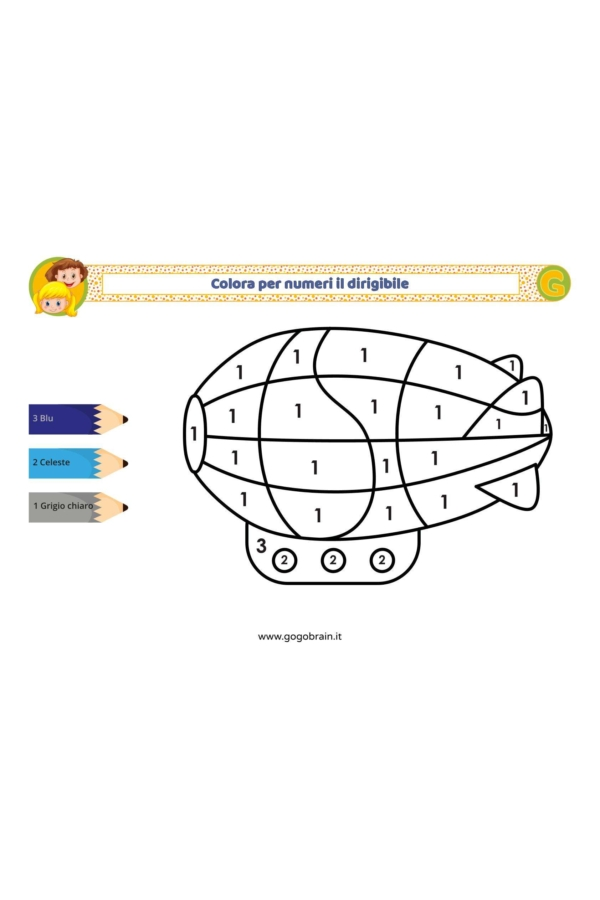Colora per numeri il dirigibile