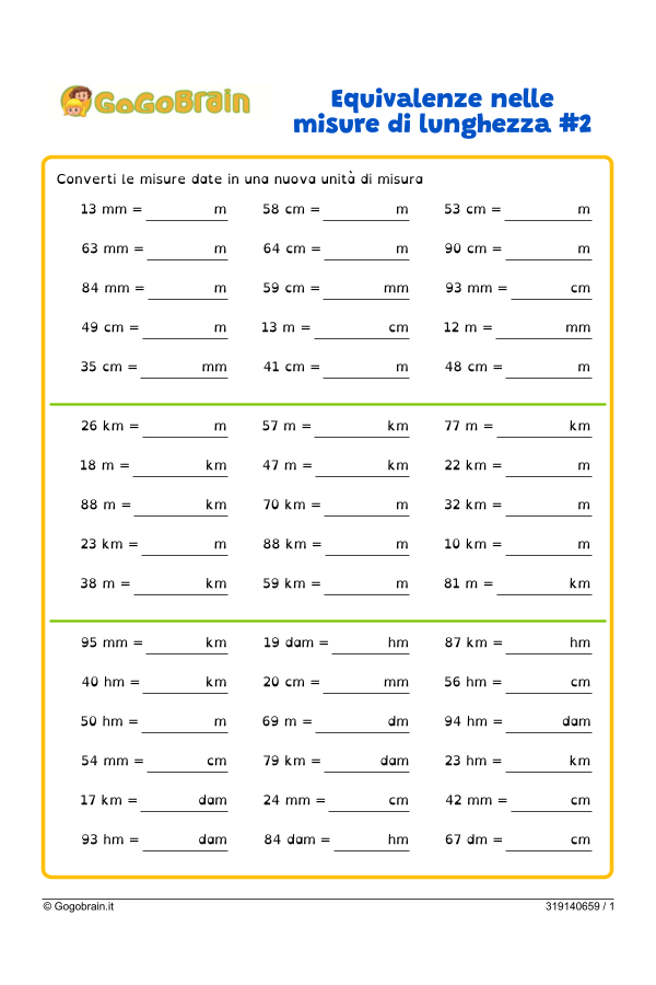 Equivalenze sulle misure di lunghezza #2