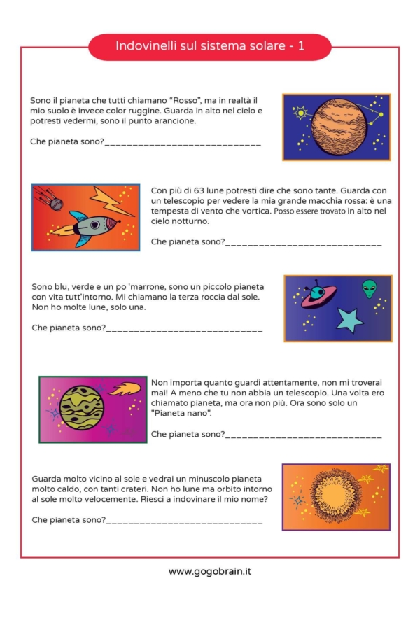 Indovinelli sui pianeti del sistema solare