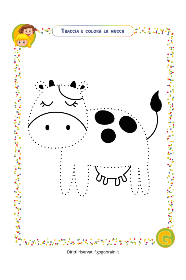 Traccia e colora la mucca