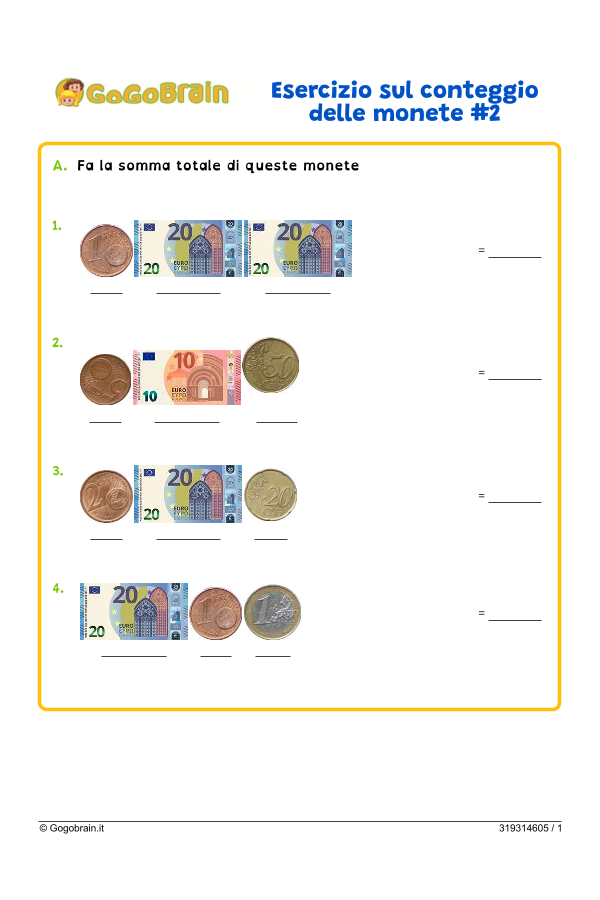 Esercizio sul conteggio dei soldi #2