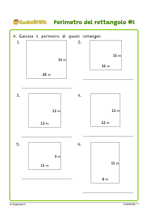 Esercizi sul perimetro del rettangolo #1
