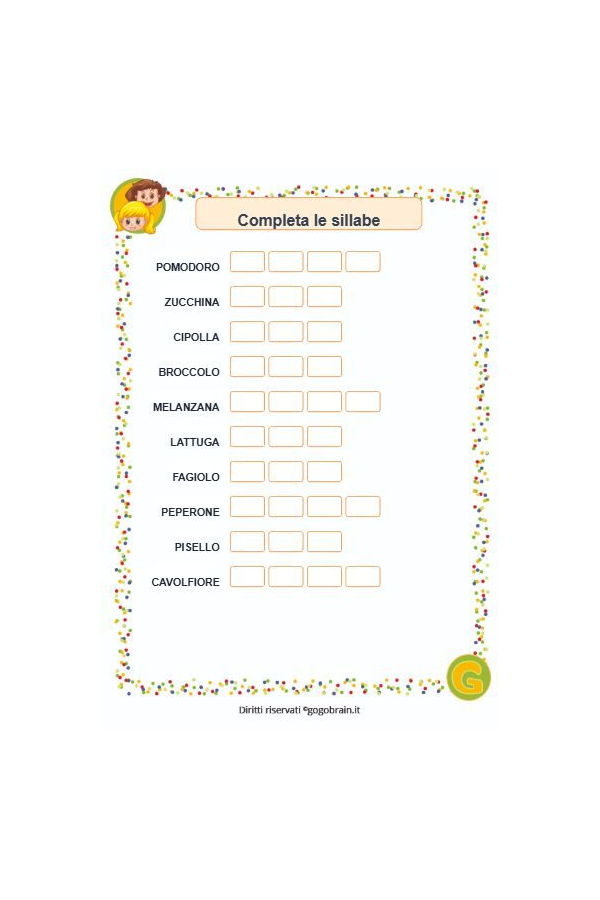 Sillabe nella verdura