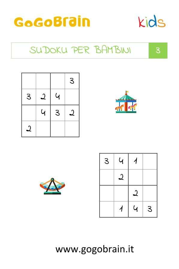 Sudoku per bambini - Scheda 3