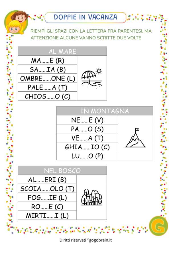 Esercizi con le doppie - Le doppie in vacanza