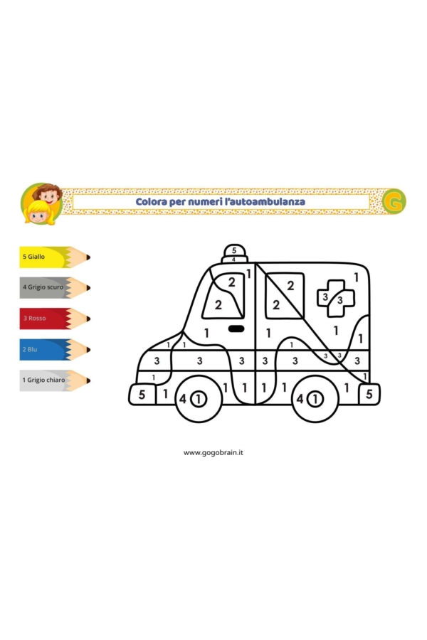 Colora per numeri l'autoambulanza