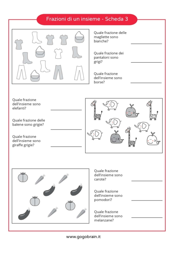 Frazioni di un insieme - Scheda 1