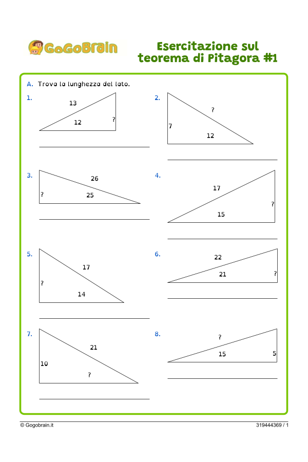 Esercizi sul teorema di Pitagora #1