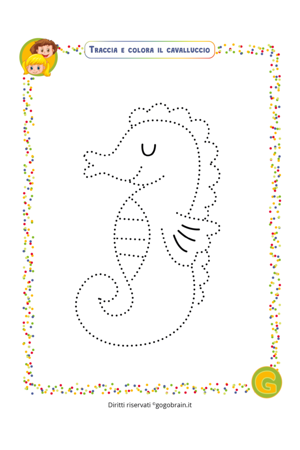 Traccia e colora il cavalluccio