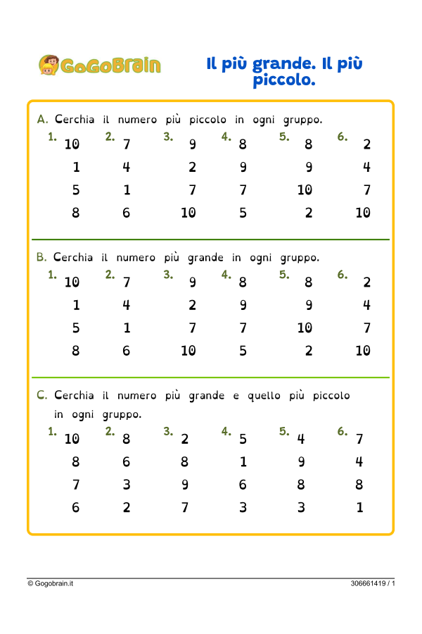 Trova il numero più piccolo e il numero più grande