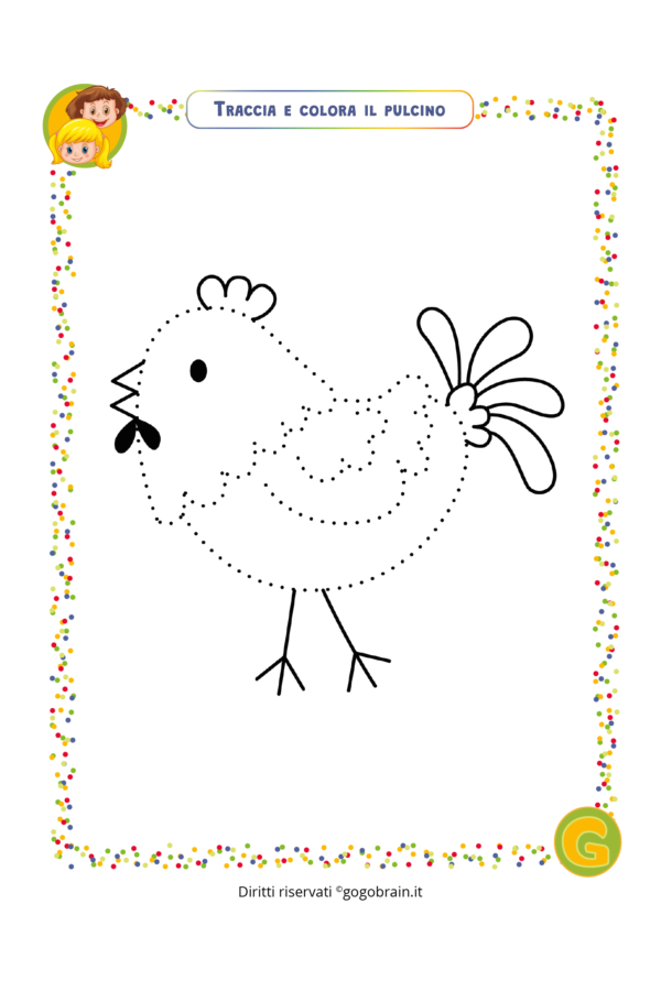 Traccia e colora il pulcino