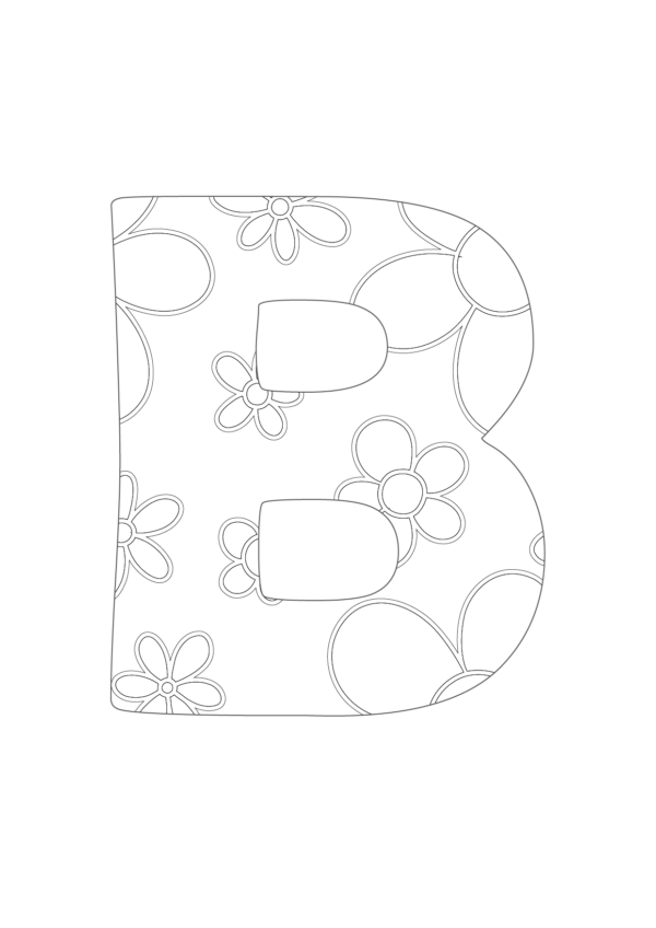 Lettere dell'alfabeto da colorare e appendere a tema Flower Power
