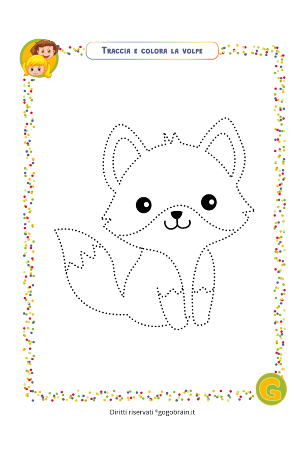 Traccia e colora l'astuta volpe