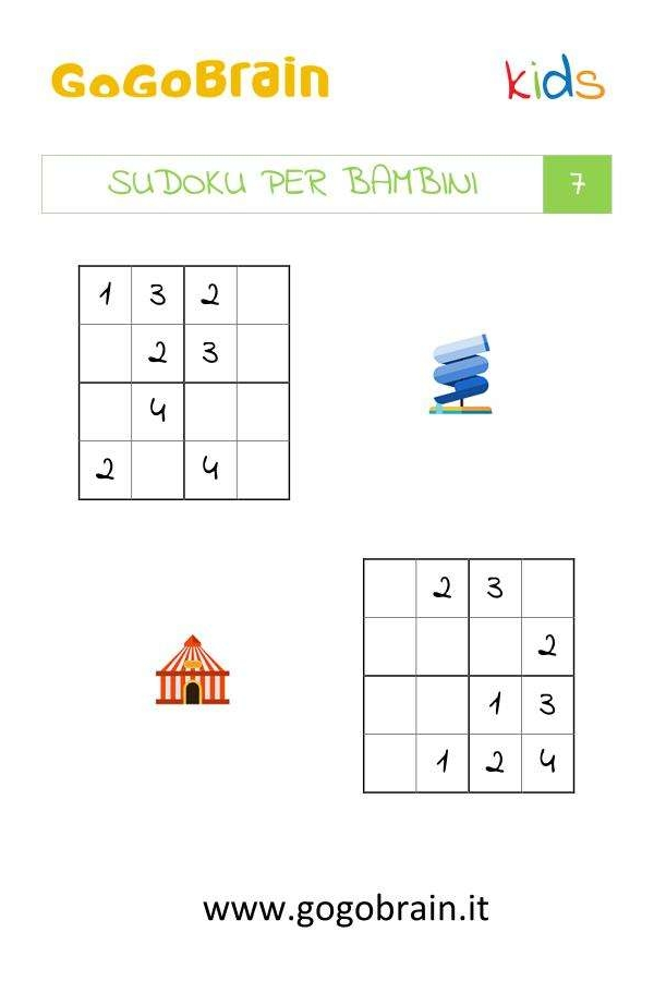 Sudoku per bambini - Scheda 7