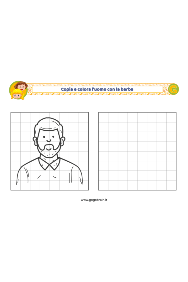 Copia e colora l'uomo con la barba