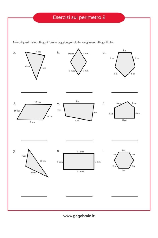 Esercizi sul calcolo del perimetro 2