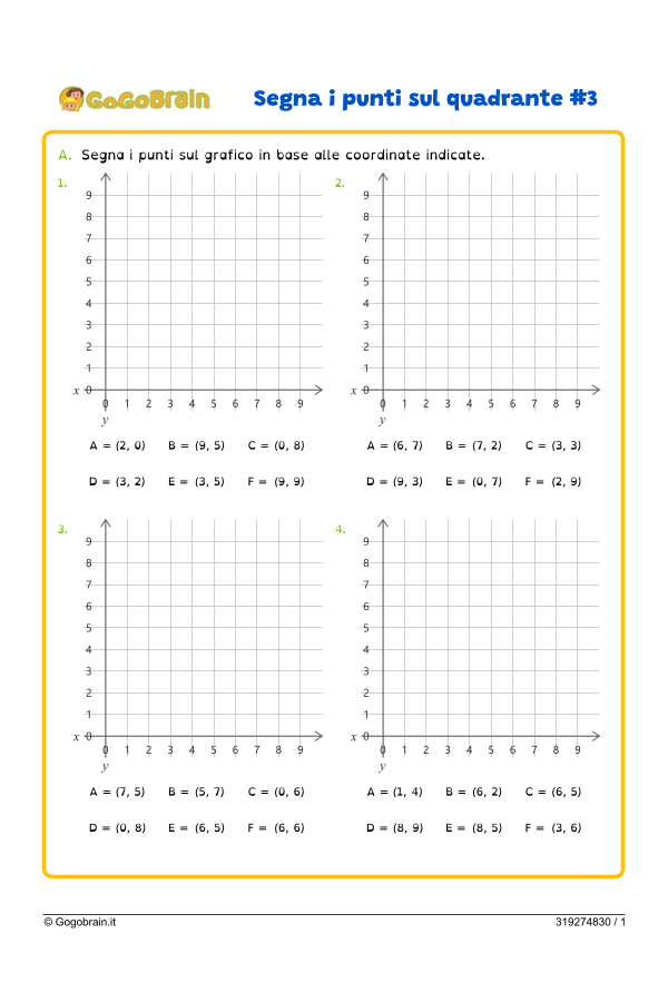 Segna sul quadrante i punti in base alle coordinate Esercizi#3