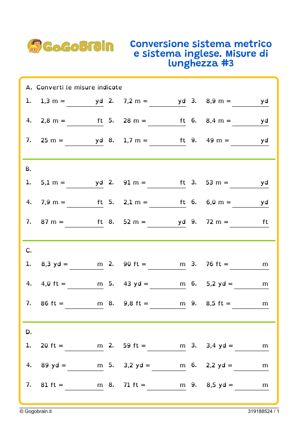 Esercizio sulla conversione Sistema Metrico - Sistema Inglese sulle misure di lunghezza #3