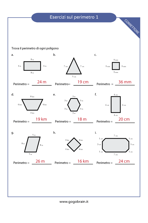 Esercizi sul perimetro 1