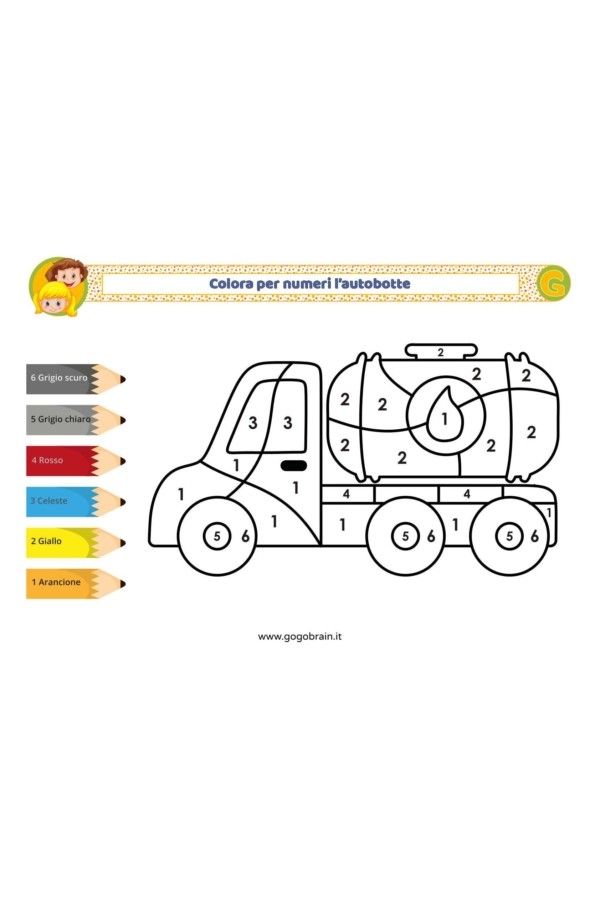 Colora per numeri l'autobotte