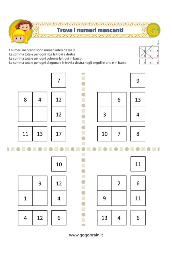 Trova 2 numeri per fare la somma giusta - Scheda 2