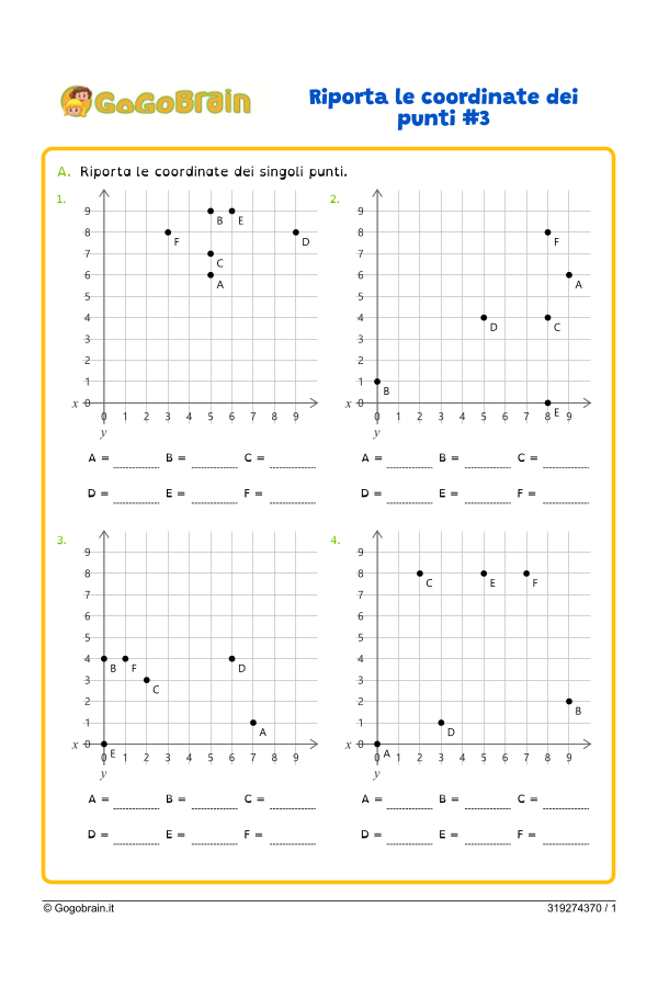 Riporta le coordinate dei punti disegnati nel quadrante Esercizi#3