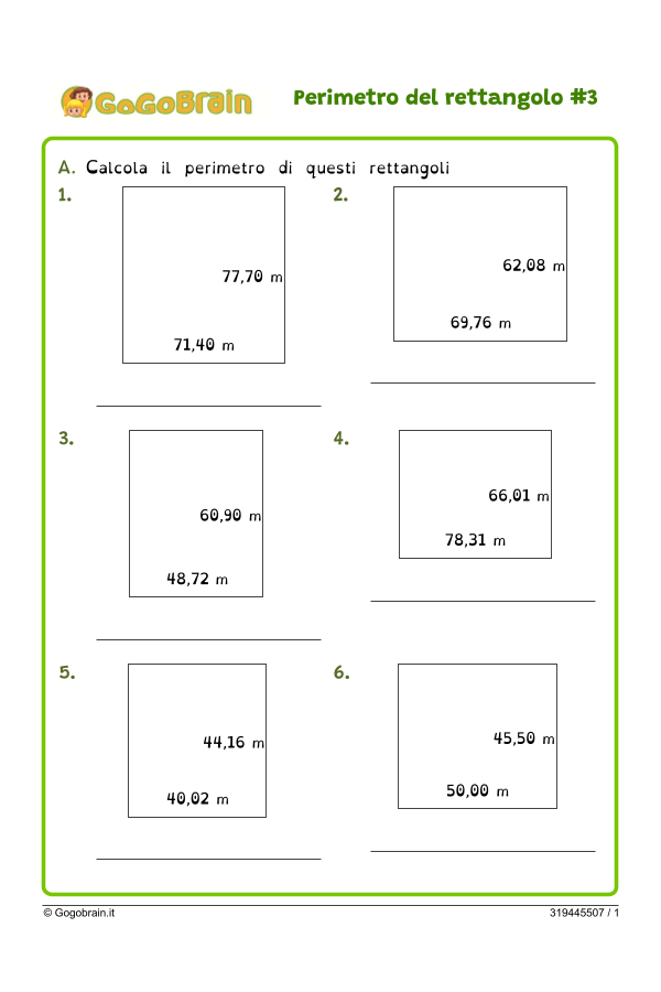 Esercizi sul perimetro del rettangolo #3