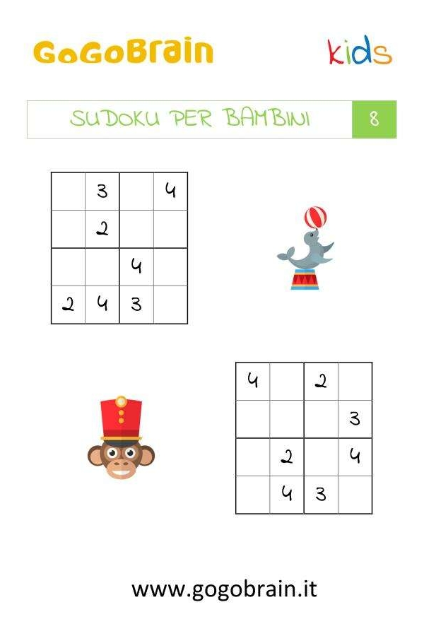 Sudoku per bambini - Scheda 8